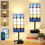 Stained Glass Table Lamp With Usb Port, 3 Way Dimmable Touch Control Tiffany Des. Fixed Price $135.99.