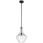 Kichler Everly Pendant 1LT 10.5X15.25", Olde Bronze, Clear Seeded - 42141OZCS. Fixed Price $209.99.