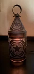 Primitive Electric Candle Lighted Punched Tin Lantern Revere Reproduction 13". Fixed Price $34.99.