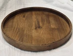 Threshold Round Wood Tray Design Studio Mcgee Groove Braided Raised Edge Brown. Fixed Price $94.99.