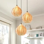Modern 3 Lights Glass Pendant Amber Striped Globe Cluster Chandelier. Fixed Price $127.99.
