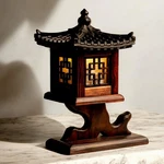 Korean Handmade Wood Lamp Traditional Bedside Table Light, 25CM Oriental Decor. Fixed Price $103.68.