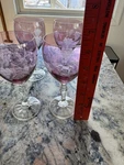 Royal Gallery Crystal Wine Glass 6 .25LIGHT Rose Pink Etched Grapevine Set Of 4. Fixed Price $55.00.
