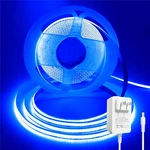 Blue Cob Strip Light, 5M Cuttable Tape Lights With Power Plug, 1600 .... Fixed Price $36.54.