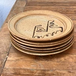 Handmade Studio Art Pottery Plate Set Of 6 Hand-painted Abstract Designs. Fixed Price $164.00.