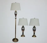Fangio Lighting 5041 Metal & Glass Antique Gold 3PC Lamp Set. Fixed Price $195.95.