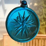 Blue Art Glass Suncatcher Ornament Moravian Starburst 3.5" Round. Fixed Price $21.99.