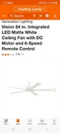 Monte Carlo 84" Vision Matte White Finish Ceiling Fan. Fixed Price $400.00.