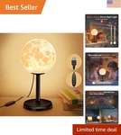 Unique 3D Moon Night Light - Dimmable Led Lamp, Perfect Gift For Kids & Adults. Fixed Price $17.99.
