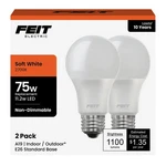 Feit Electric A19 Led Light Bulbs, 75W Count (pack 1), 2700K Soft White. Fixed Price $18.99.