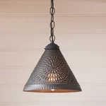 Wellington Punched Tin Shade Hanging Pendant Light, Ceiling Island. Fixed Price $121.22.