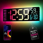 Smart Digital Wall Clock With App Control, 16.5 Large Rgbic. Fixed Price $54.35.