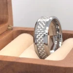 Unique Gray Carbon Fiber Inlay Wedding Band Rings Tungsten Engagement. Fixed Price $69.75.