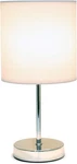 Simple Designs LT2007-WHT-LB Mini Table Lamp Chrome White Shade With Bulb. Fixed Price $19.99.