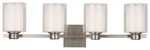 Design House 556167 Nickel Oslo Four Light Wall Sconce With Frosted White Shades. Fixed Price $146.79.