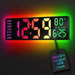 16.5" Large Digital Wall Clock With Bt Sync, Rgb Lights 11 Scenes Mode. Fixed Price $42.29.