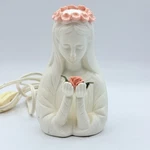 Aliom Angel Child Night Light Ceramic Lamp Pink Rose Flower Crown Nursery Decor. Fixed Price $39.95.