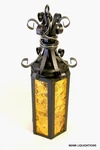 American Lantern 645 Blk Light Fixture Ceiling Black Metal Amber Glass Vintage. Fixed Price $55.20.