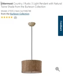 Uttermost Country / Rustic 3 Light Pendant With Natural Twine Shade (set Of 2). Fixed Price $195.00.