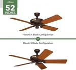 Hunter 52" Cast Iron Chestnut Brown Walnut Blade Outdoor Ceiling Fan No Repairs. Fixed Price $499.00.