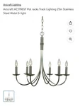 Brushed Nickel Modern Chandelier 6 - Light With Chain/hanging Fixture Artcraft. Fixed Price $48.50.