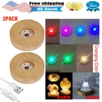 2X Led Wood Luminous Base Night Light Crystals Ball Display Stand Lamp. Fixed Price $12.49.
