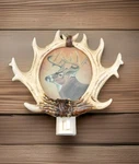 Deer Antler Buck Rivers Edge Wall Night Light Glass Silhouette Northwoods Cabin. Fixed Price $19.00.