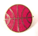 Red Globe Ball Gold Tone Lapel Hat Pin Brooch Vintage With Safety Clasp. Fixed Price $5.95.