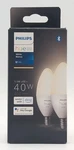 Phillips Hue Smart 40W 450 Lumens B11 Led Bulbs - White Light 2 Pack Open Box. Fixed Price $29.95.