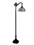 Warehouse Of Tiffany WHT009 Dragonfly Reading Floor Lamp With Stain Glass, Elega. Fixed Price $233.99.