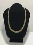 Italy Sterling Silver 19.75" Braided Herringbone Tri Color Chain Necklace 8MM. Fixed Price $99.95.
