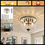 Elegant French Empire K9 Crystal Flush Mount Chandelier - Antique Ceiling Light. Fixed Price $97.99.