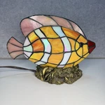 Vintage Tiffany-style Stained Glass Clown Fish Lamp Night Light Working. Fixed Price $79.95.