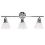 Simple Designs 26.5 In. 3-LIGHT Chrome Bar W/ Frosted Marble Glass Shades Vanity. Fixed Price $34.95.