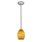 Brandy Firebird Glass Pendant 1-LIGHT Rods Brushed Steel Finish.... Fixed Price $180.30.