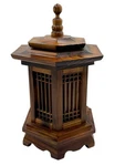 Oriental Medium Brown Wood Tower Table Lamp. Fixed Price $144.99.