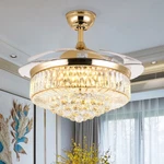 42" Invisible Led Ceiling Fan Light Crystal Retractable Chandelier Lamp W/remote. Fixed Price $147.89.