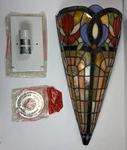 Tiffany Style Stained Glass Crowned Wall Sconce Lamp 20X10" Amora Beautiful New. Fixed Price $74.98.