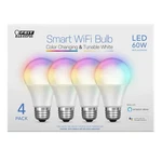 Feit Electric Wi-fi Smart Bulbs, 4-PACK OM60/RGBW/CA/AG/4. Fixed Price $39.97.