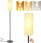 Alldio Black Floor Lamp With Pull Chain, Linen Shade, E26 Led Bulb Included. Fixed Price $39.83.