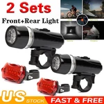 2 Set 5 Led Lamp Bike Bicycle Front Head Light+rear Safety Flashlight Waterproof. Fixed Price $12.80.