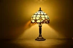 Tiffany Style Table Lamp Beige Baroque Stained Glass Antique Night Light 14". Fixed Price $57.99.