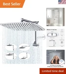 All-metal 14" Rain Shower Head With Gooseneck Extension Customizable Comfort. Fixed Price $155.99.