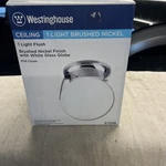 Westinghouse 67208 Flush Mount White Glass Globe Light Brushed Nickel Finish. Fixed Price $19.99.