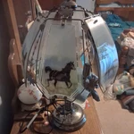 Vintage Ok Lighting Wild Mustang Horse 3 Way Touch Lamp With Glass Panels. Fixed Price $65.00.