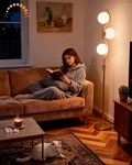 60IN Floor Lamp Stepless Dimmable Tall, 3 Globe-gold. Fixed Price $83.09.