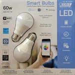 Feit Electric Smart Wi-fi Led Color Changing Dimmable 60W Light Bulbs. Fixed Price $15.99.