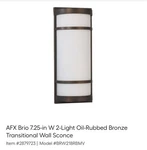 Afx Brio 7.25-IN 2-LIGHT Oil-rubbed Bronze Transitional Wall Sconce. Fixed Price $95.00.