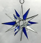 Handmade Clear/blue Bevel Glass Moravian 18 Point Hanging Star-bethlehem. Fixed Price $149.00.