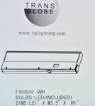 Trans Globe Lighting 21" White Under Cabinet 1"H 3.5"D LED-CAB21. Fixed Price $13.00.